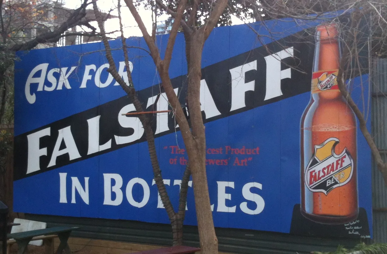 Historic Falstaff Beer sign photographed at Katy Trail Ice House in Dallas
